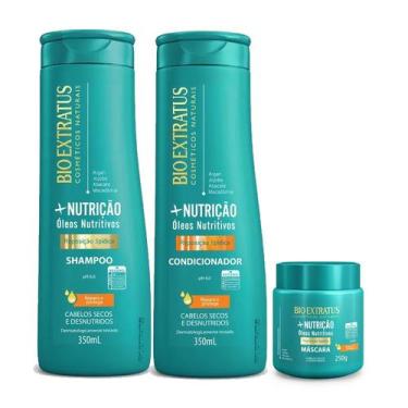 Imagem de Kit Shampoo Condicionador Máscara Bio Extratus Mais Nutrição 350ml