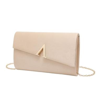 Imagem de YYW Bolsa clutch para noite, bolsas de camurça sintética, pequenas bolsas de casamento para mulheres, elegante e formal, bolsa de ombro transversal, Nude., Small
