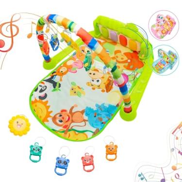 Imagem de Tapete de Atividades Musical com Piano para Bebê, Arco de Brinquedos Interativos, Estampado e Cores Vibrantes (Verde)