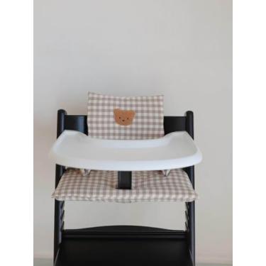 Imagem de Almofada para cadeira de jantar Baby Elephant Almofada portátil antiderrapante para sair Acessórios para cadeira de crescimento para comer para bebês, CheckeredBear, uma peça