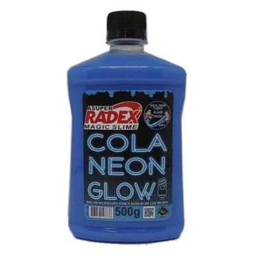 Imagem de Cola Neon Glow azul Radex Magic com 500g, ideal para Slime e artesanat