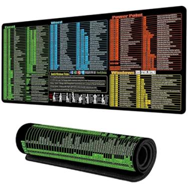 Imagem de Amlits Tapete de mouse Excel/Word/Power Point/Windows, antiderrapante e à prova d'água, grande, para escritório, PC (GG 80 x 30 cm), mais de 200 atalhos de teclado