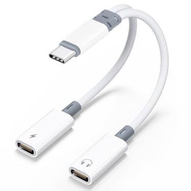 Imagem de AreMe Divisor USB C, fone de ouvido USB C duplo e adaptador de carregador, cabo dongle de áudio tipo C 2 em 1 com carregamento rápido PD 60W para iPhone 15/16 Series, iPad, Galaxy, Note, Pixel e mais