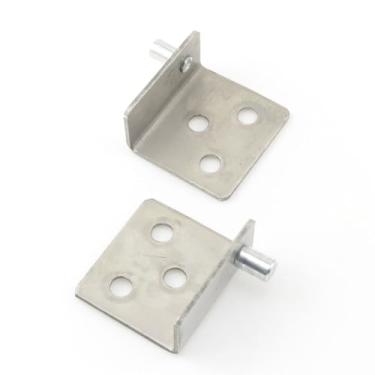 Imagem de JCBIZ 1 conjunto de dobradiça pivô superior e inferior de aço inoxidável resistente prata 35 x 32,5 mm, adequado para gavetas de porta de madeira, armários de móveis