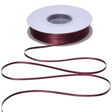 Imagem de YAMA Fita de cetim dupla face bordô 1/20.3 cm 100 metros para embrulho de presente, laços de cabelo, decoração de festa de casamento