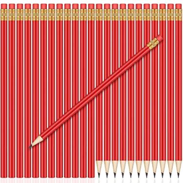 Imagem de Outus 24 lápis redondos HB grafite lápis de madeira com borracha lindo pacote de lápis para desenho escolar, esboçar, casamento, material de escritório (vermelho)