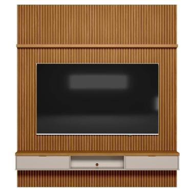 Imagem de Painel Ripado Para 75 Pol. Com Bancada 219cm Plus L06 Nature-off White - Mpozenato