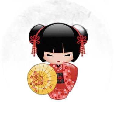 Imagem de Painel Redondo 3D Sublimado Boneca Kokeshi Frd-1575