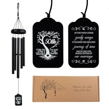 Imagem de AlpsuIay Sino De Vento Dourado Para 50º Aniversário Casamento, Presente Romântico Marido, Esposa, Pais E Casais, Linda Lembrança 50 Anos Casamento (32 Polegadas)
