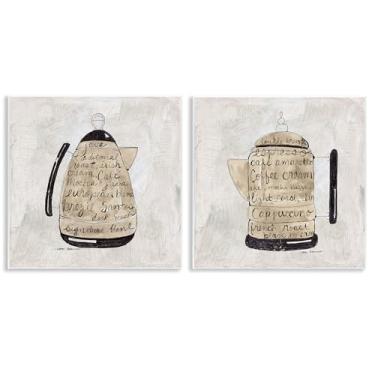 Imagem de Stupell Industries Conjunto de arte de placa de parede com frases antigas de café e café expresso de Carol Robinson, 30,5 x 30,5 cm