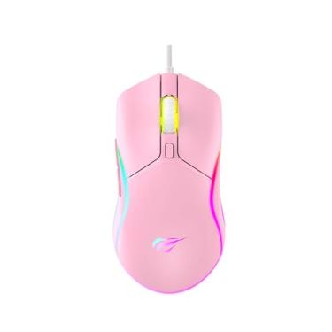 Imagem de Mouse Gamer Havit MS1029 Pink RGB Programável, 7 Botões, 800-1600-2400-3200-4000-4800 DPI, USB