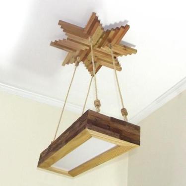 Imagem de Luminária Lustre Pendente Rústico Madeira Led Lustre 40W - Eco.Start