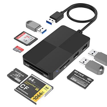 Imagem de Adaptador Memory Stick Pro Duo, USB C + leitor de cartão USB 3.0 para MS/SD/TF/XD/CF/, leitor de cartão de memória 8 em 1 (USB A)
