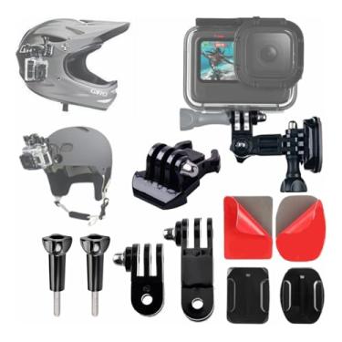 Imagem de Suporte Lateral Articulado para Capacete | Adaptador Go Pro e Similares | Inclui Braço Extensor + Base Rápida + Adesivos Curvo e Reto | Fixação Segura para Ação