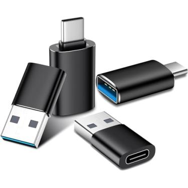 Imagem de Temdan Adaptador USB para USB C, carregador de carro OTG conversor compatível com MacBook Pro Air 2024, notebook Samsung e mais tipo C, para iPhone 17 16 15 Air Plus Pro Max, adaptadores OTG - preto