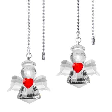 Imagem de LONGSHENG - SINCE 2001 - Pacote com 2 correntes de extensão de corrente para ventilador de teto com anjo de cristal vermelho decorativo 58 cm conjunto de corrente para luz de teto e corrente de