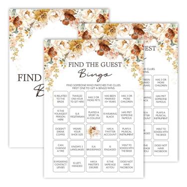Imagem de Jogos de bingo de chá de panela, jogos de festa de casamento floral de outono, bingo encontre o convidado - jogos de despedida de solteira, ideias de jogos de festa de noivado, lembrancinhas de