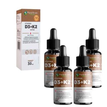 Imagem de Kit 4 Vitamina D3 2000ui + K2 Liquida 4x30ml Floral Ervas do Brasil - 