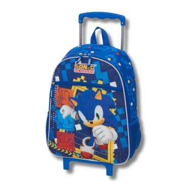 Imagem de Mochila Rodinhas Sonic Azul Infantil Meninos Escolar Passeio - Pacific
