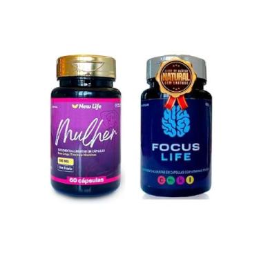 Imagem de New Life Kit Mulher e Focus Life – Cápsulas Veganas Naturais – 120 Unidades – Bem-Estar Feminino e Concentração – Sem Glúten e Lactose