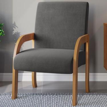 Imagem de Poltrona Veneza Mel/Veludo Grafite - Viero Móveis, Cinza, Moderno