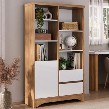 Imagem de Estante para Livros Space 1 Porta 2 Gavetas Olmo/Branco - Artany Móvei