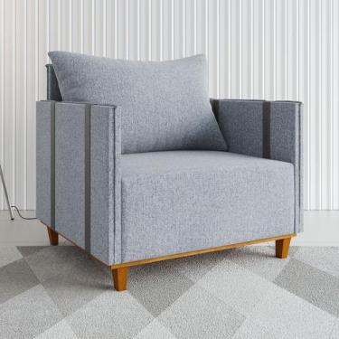 Imagem de Poltrona Crystal Linho Inox/Chumbo - Viero Móveis, Moderno, Cinza