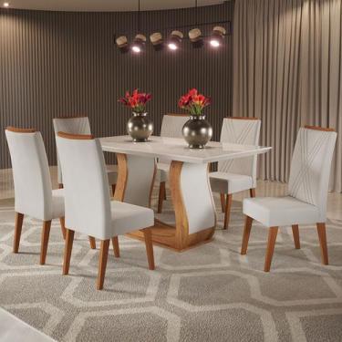 Imagem de Mesa de Jantar 6 Lugares Taina com Vidro Mel/Marfim/Off White - Viero 