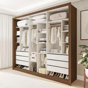 Imagem de Closet Casal Itália 6 Gavetas Freijó/Branco - Minastex, Moderno, Marro