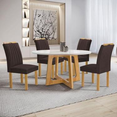 Imagem de Mesa de Jantar 4 Lugares Arizona com Vidro Cinamomo/Off White/Marrom 2