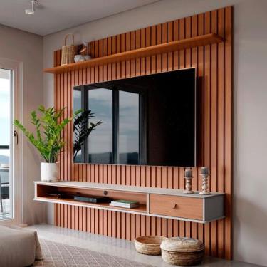 Imagem de Painel para TV Até 80 Polegadas Detroit 1 Gaveta Ripado Nature - Tebar