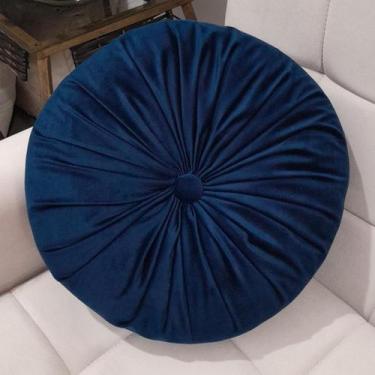 Imagem de Almofada Redonda Capitonê Zafu - Almophadaria, Azul Marinho
