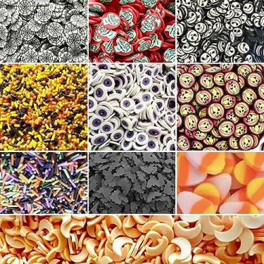 Imagem de SBN Craft Supplies Kit de 70 gramas de argila de polímero falso para Halloween - Não comestível, 10 pacotes de decorações coloridas de gelo granulado para geleca de globo de neve Tumbles Nail Art DIY