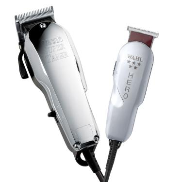Imagem de Kit Máquina de Cortar Cabelo Wahl Super Taper Chrome e Hero 127v 127v