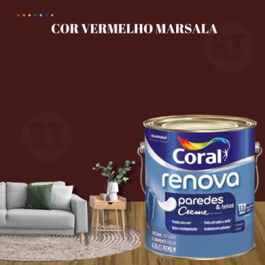Imagem de Tinta Para Parede Acrílica Coral Renova Cor Vermelho 3,2l Lavável Prem