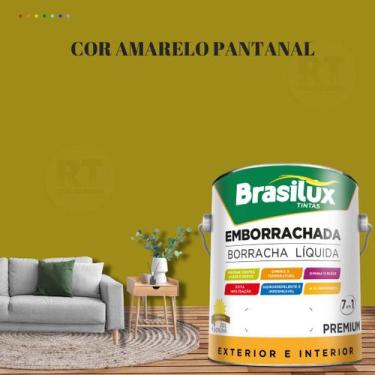 Imagem de Tinta Borracha Líquida Amarela Para Parede 3,2l  Lavável Impermeável B