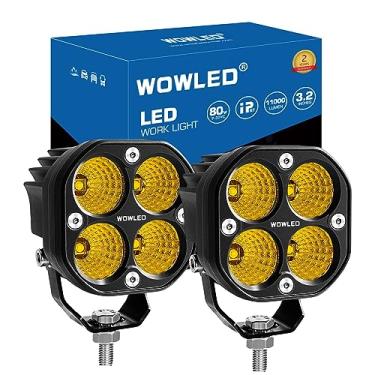 Imagem de WOWLED 2 unidades de lâmpadas de LED âmbar 80 W, holofote amarelo de 12 V, luz de reserva para caminhão, quadriciclo, UTV, SUV, trator, carro, luz externa 4x4