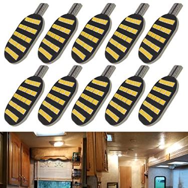 Imagem de UNXMRFF Lâmpada LED 921 RV Interior Luz Branca Quente Super Brilhante T10 922 912 194 Lâmpada LED Substituição para 12-16 Volts Barco Motorhome Indoor Dome Lights, Trailer RV Camper Lâmpadas (pacote
