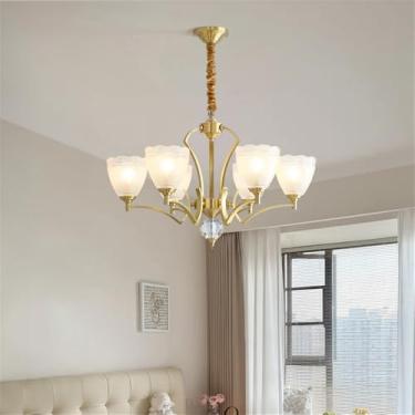 Imagem de Lâmpada Pingente Candelabro LED De Latão Com Estilo Luxuoso Americano E Retro: Design Criativo Para Sala De Estar, Restaurante, Quarto, Estudo, Villa, Hotel E Café (C 6 luzes)