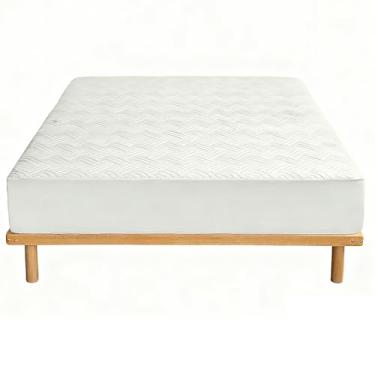 Imagem de Capa de colchão acolchoada à prova d'água, lavável, macio, respirável, TPU e poliéster, capa acolchoada com estrutura de 3 camadas para casa, quarto, hotel (branco)