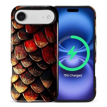 Imagem de CARLOCA Capa magnética para iPhone 17 Air, desenho vermelho Dreamy Dragon Scale compatível com MagSafe Hybrid Dual Protection Soft TPU Hard PC à prova de choque anti-arranhões Capa de telefone
