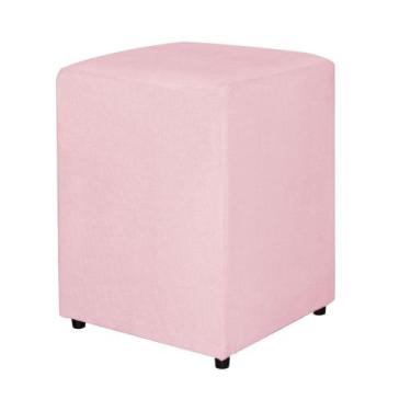 Imagem de Puff Quadrado Decorativo Para Sala Suede Cores - DS Estofados, Rosa Be