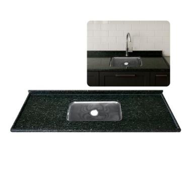 Imagem de Pia Cozinha Granito Verde Ubatuba 150cm Cuba Inox Funda 14cm - Rainha 