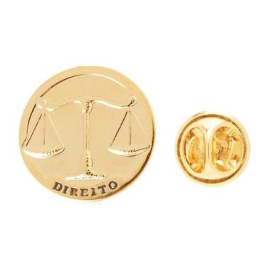 Imagem de Broche Pin Direito Justiça Medalha Folheado A Ouro 18k - Milena Joias