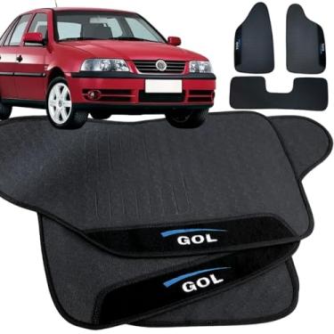 Imagem de Jogo de Tapete Borracha Automotivo pra Carro Compatível com Gol G2 G3 G4 1999 2000 2001 2002 2003 2004 2005 2006 2007 2008 2009 2010 2011 2012 Com Logo Bordado Personalizado 3 Peças Traseira Interiça