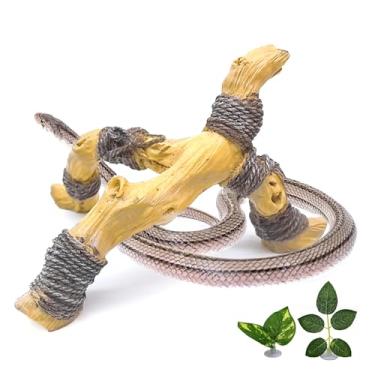Imagem de Tfwadmx Ramo de escalada de cobra, réptil de resina, ramos de madeira simulada, brinquedos de escalada de caranguejo eremita, decoração de galhos de tanque de lagartixa para pequenos lagartos
