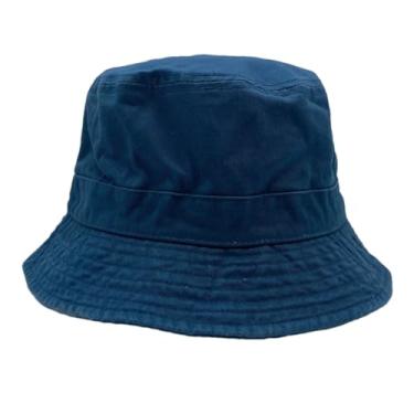 Imagem de Chapéu de pescador panamá de algodão sólido feminino com cabeça grande, tamanho grande, azul, 2GG, 63-64 cm