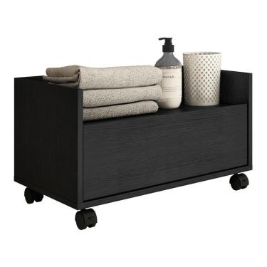 Imagem de Gabinete Armário Banheiro 80Cm Com Rodízios Multimóveis V5002 Preto Preto