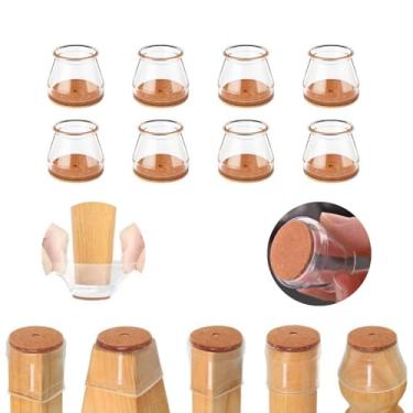 Imagem de Kit 8 Protetores de Móveis Pé de Cadeira Redondo Antiderrapantes de Silicone com Base de Feltro – Protege Piso, Reduz Ruído e Evita Riscos – Transparente e Discreto