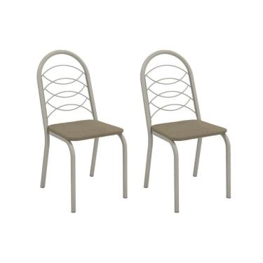 Imagem de Kit 2 Cadeiras De Cozinha Holanda 2c009nk Aço 2 Un Niquel-boucle Bege Fendi - Kappesberg